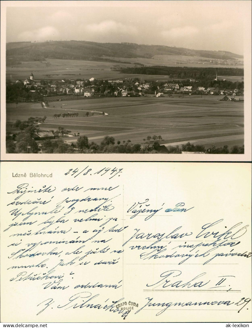 Postcard Bad Bielohrad Lázně Bělohrad Stadtblick Fotokarte 1947 - Czech Republic