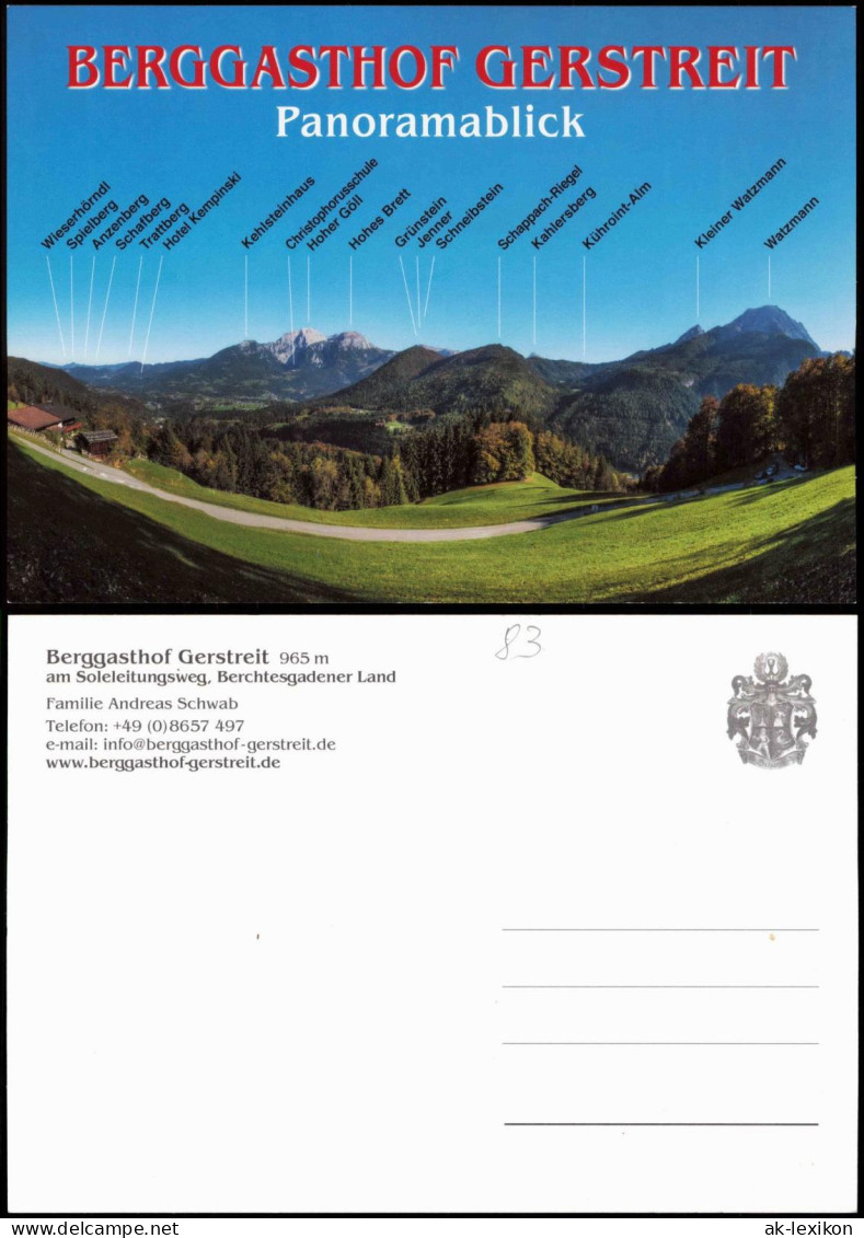 Ansichtskarte Berchtesgaden BERGGASTHOF GERSTREIT - Panoramablick 1992 - Berchtesgaden