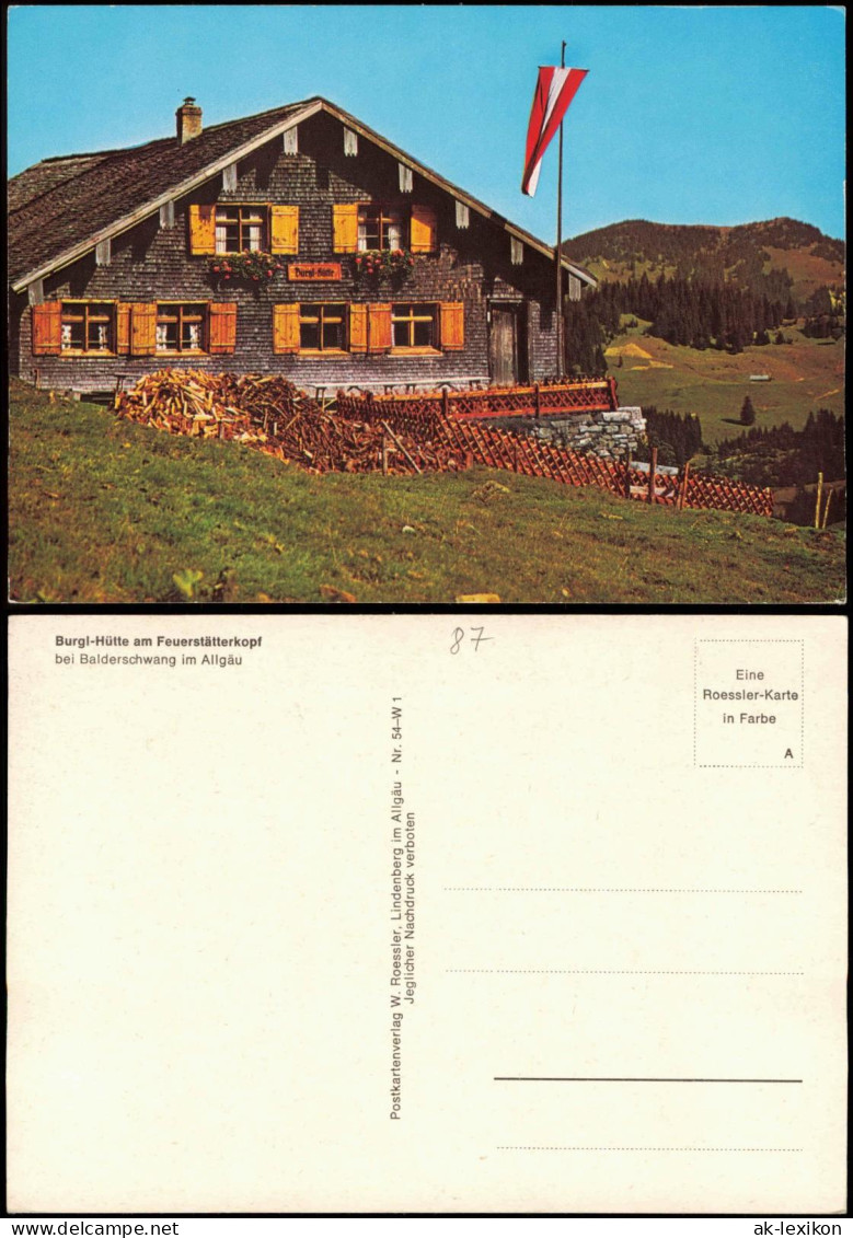 Ansichtskarte Balderschwang Burgl-Hütte Am Feuerstätterkopf 1980 - Otros & Sin Clasificación