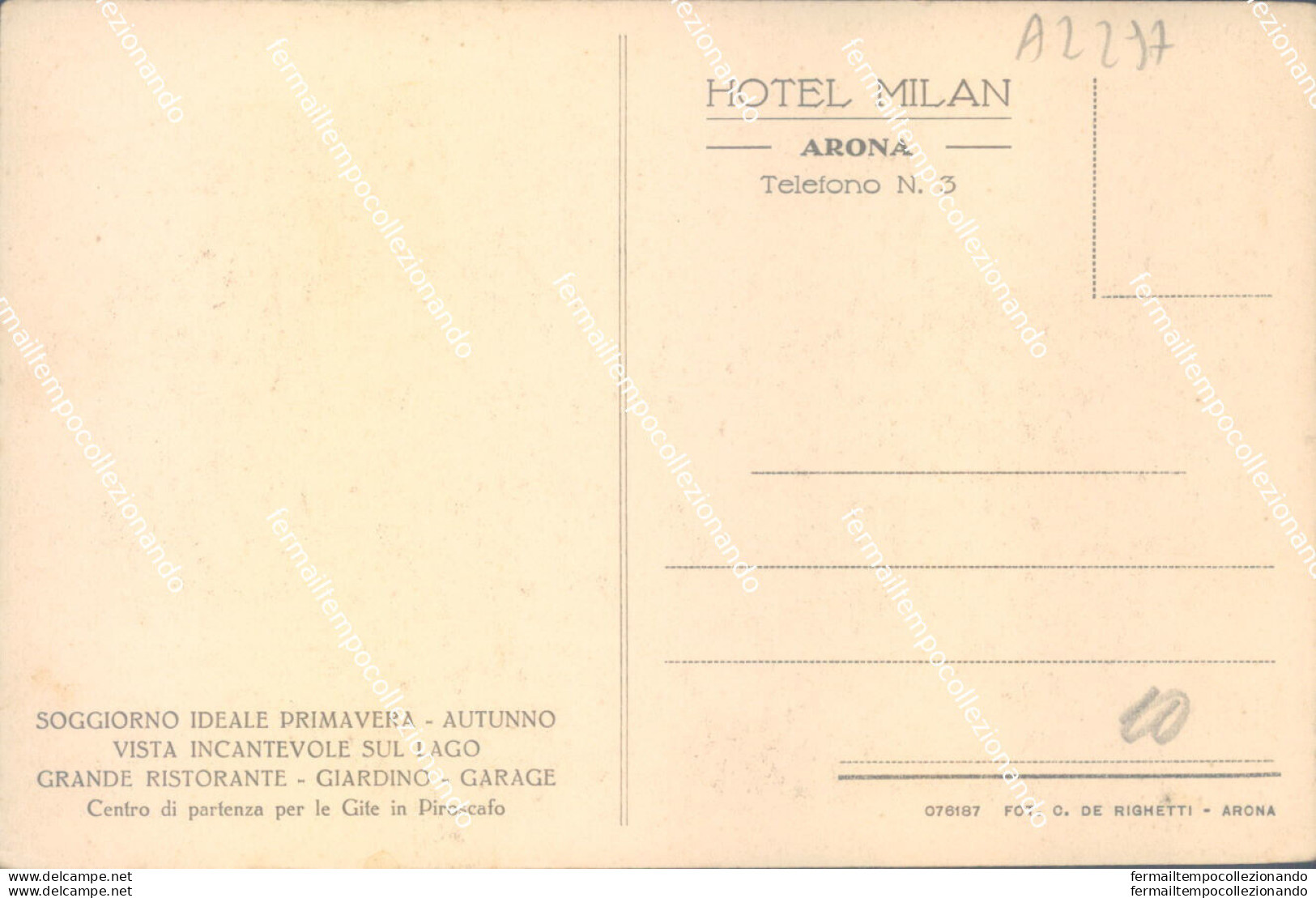 Az297 Cartolina Arona Hotel Milan Novara Piemonte - Novara