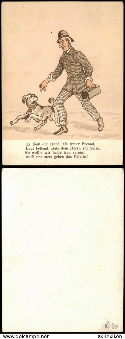 Sammelkarte  Scherzkarte Es Läuft Der Hund, Als Treuer Freund, 1928 - Humour