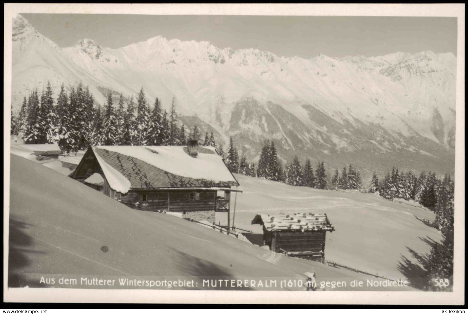 Ansichtskarte Mutters (Tirol) Muttereralm Gegen Nordkette Im Winter 1928 - Autres & Non Classés