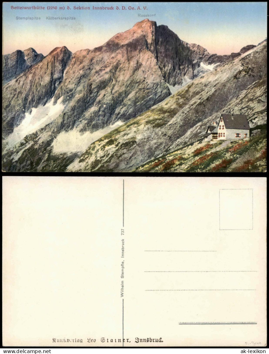 Absam Bettelwurfhütte (2250 M) D. Sektion Innsbruck D. D. Oe. A. V. 1914 - Altri & Non Classificati