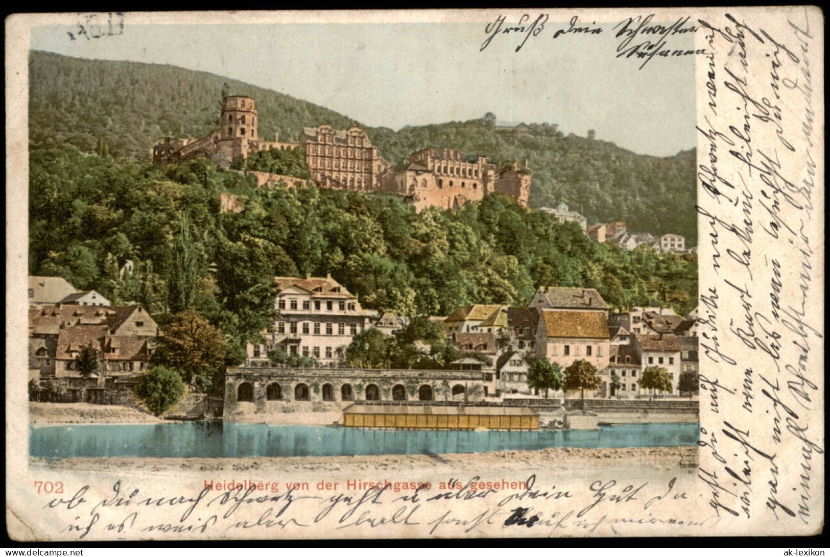 Ansichtskarte Heidelberg Stadt, Flussbadeanstalt 1908 - Heidelberg