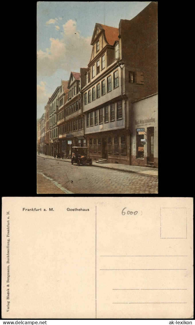 Ansichtskarte Frankfurt Am Main Goethehaus, Antiquitätenhandlung - Auto 1914 - Frankfurt A. Main