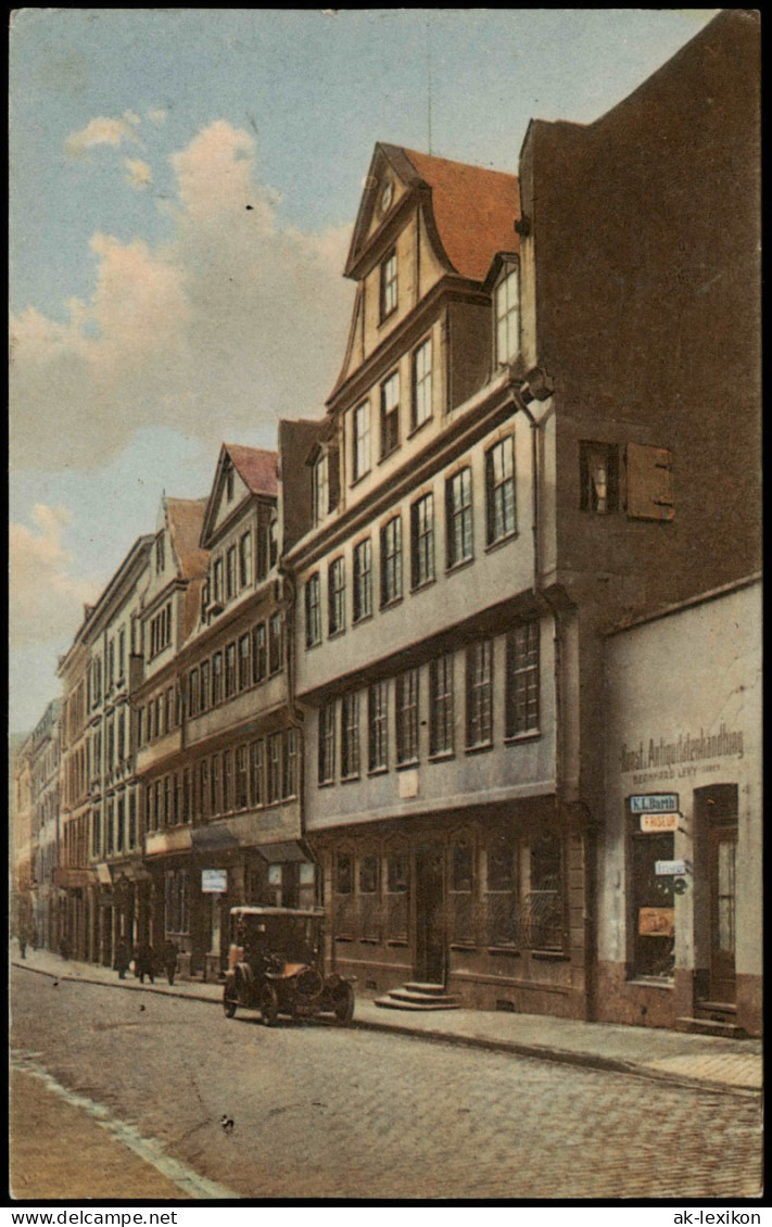 Ansichtskarte Frankfurt Am Main Goethehaus, Antiquitätenhandlung - Auto 1914 - Frankfurt A. Main