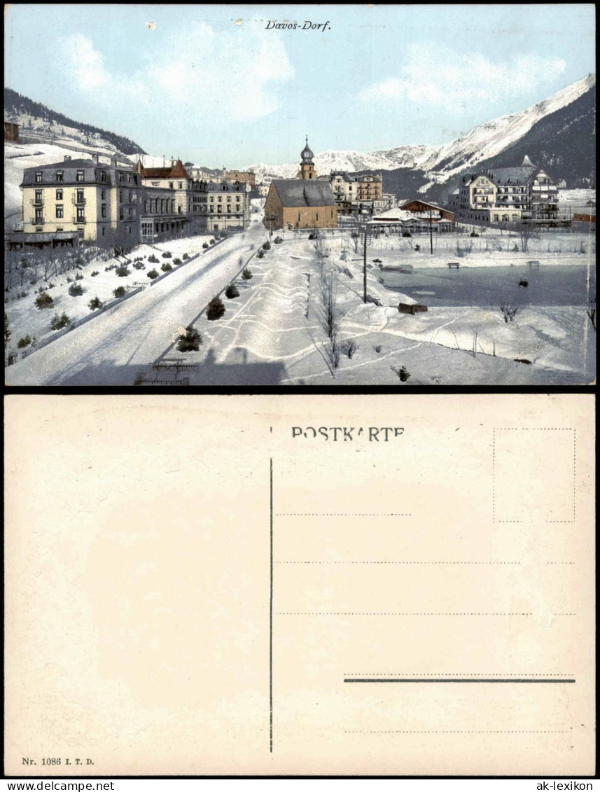 Ansichtskarte Davos Davos Dorf Im Winter 1912 - Andere & Zonder Classificatie