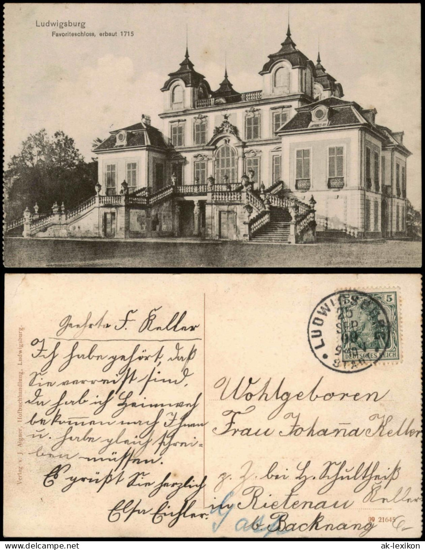 Ansichtskarte Ludwigsburg Favoriteschloss, Erbaut 1715 1900 - Ludwigsburg