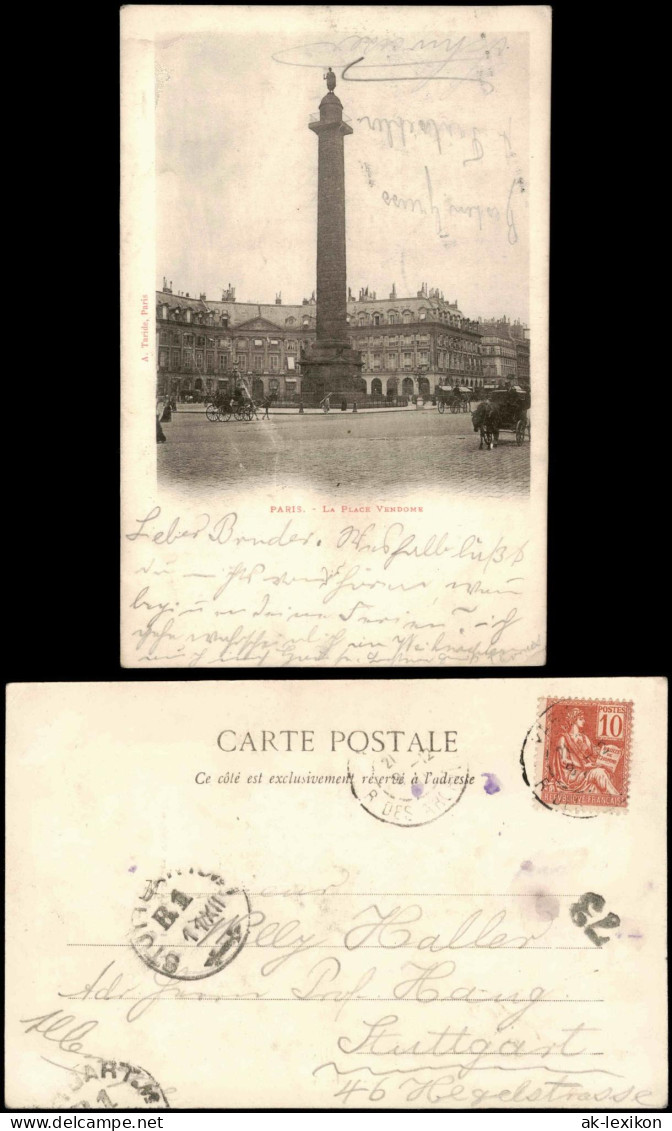 CPA Paris La Place Vendome - Kutschen 1904 - Andere & Zonder Classificatie