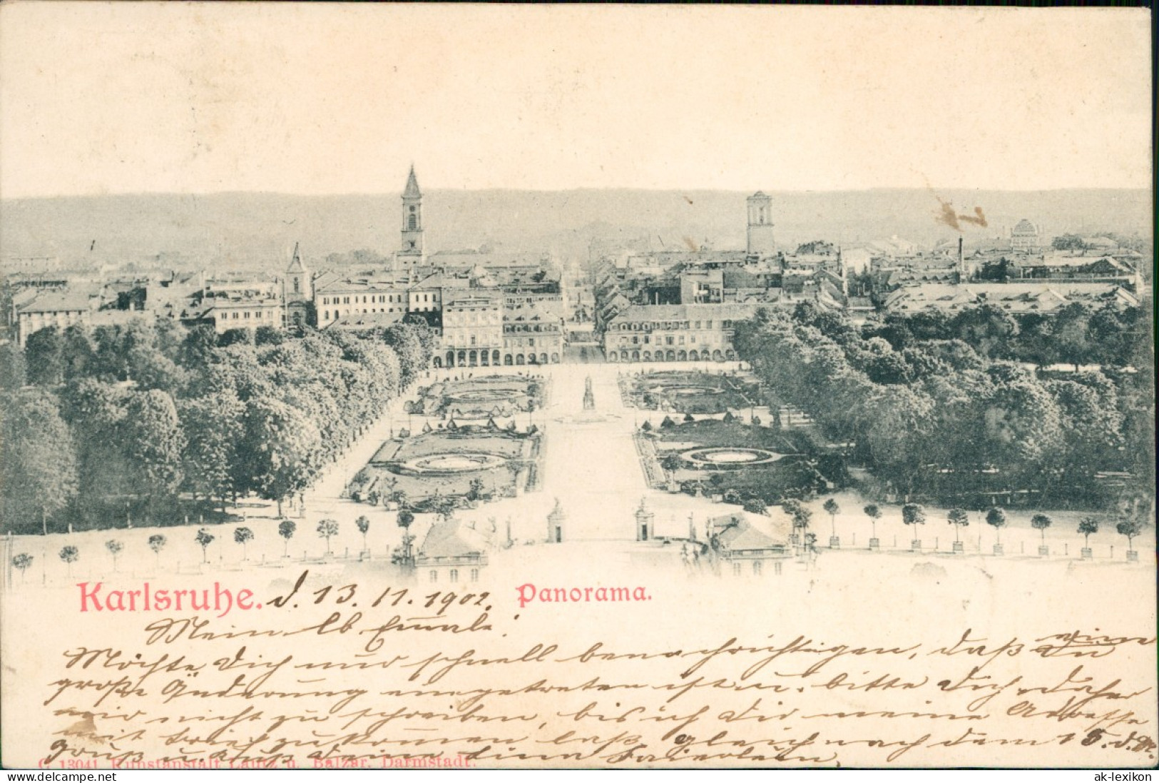 Ansichtskarte Karlsruhe Panorama 1902 - Karlsruhe