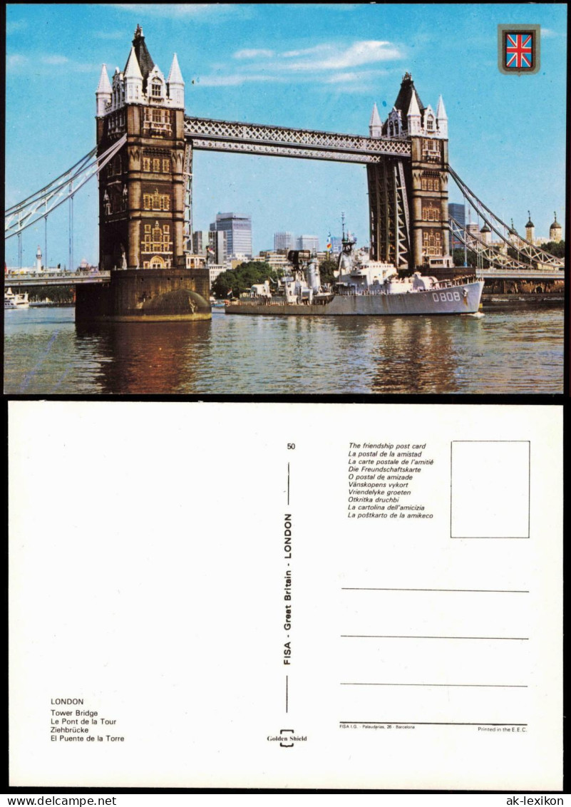 Postcard London Tower Bridge (passierendes Marine-Schiff) 1980 - Other & Unclassified