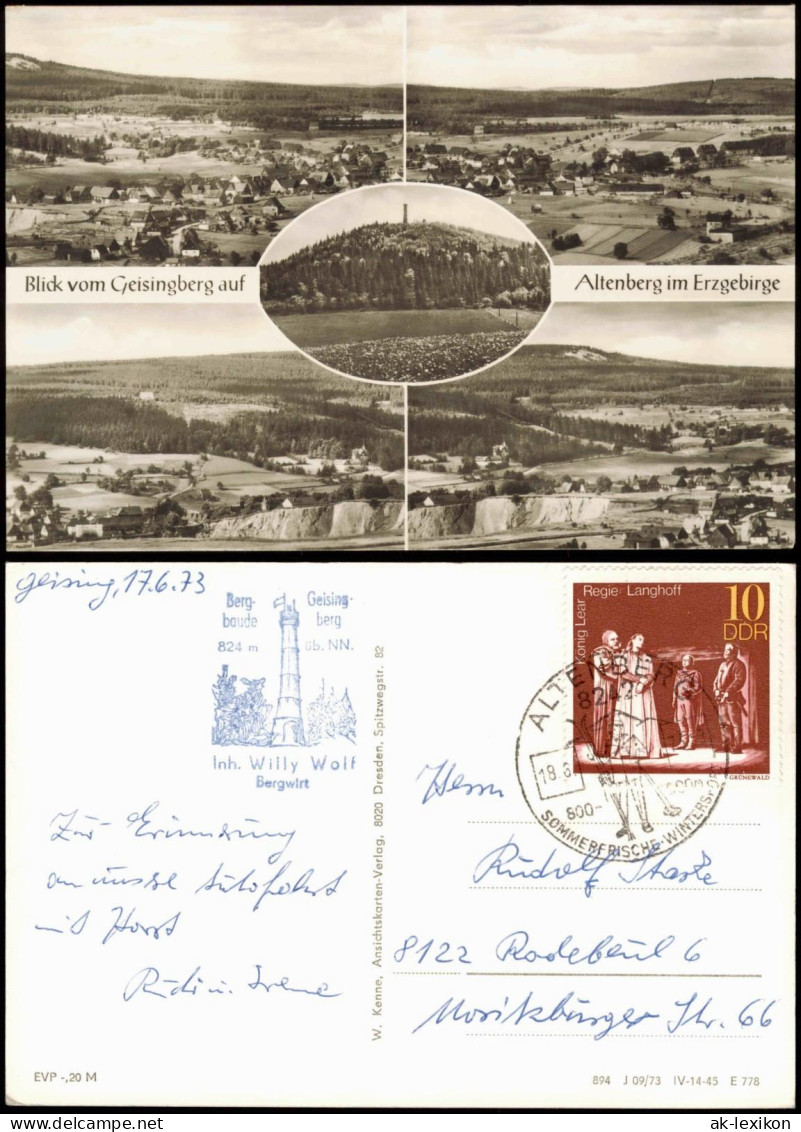 Ansichtskarte Altenberg (Erzgebirge) 5 Bild Ansichten 1973  Gel. Sonderstempel - Altenberg