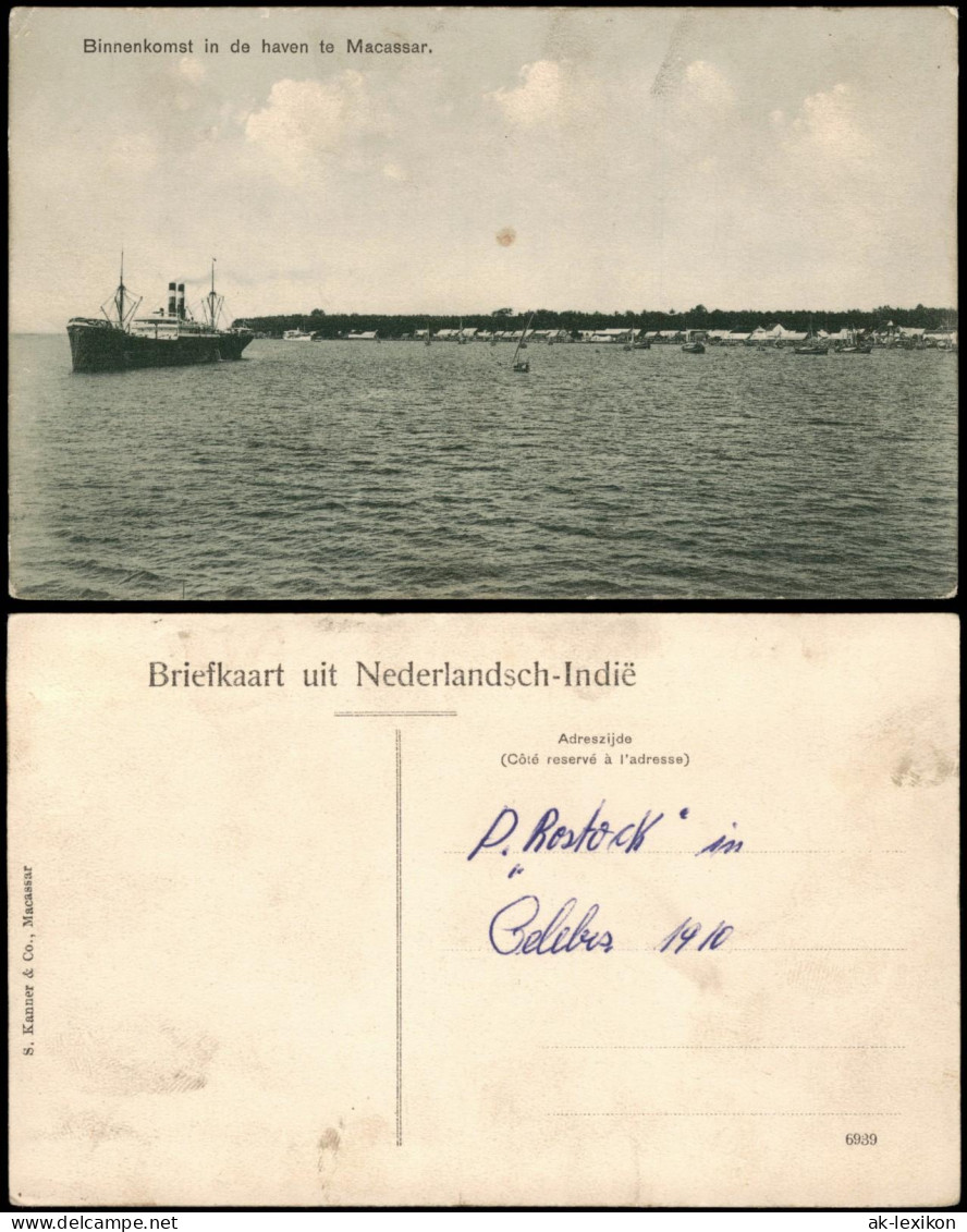 Makassar Kota Makassar Dampfer Steamer Indonesien Sulawesie Mangkasar 1918 - Indonesia