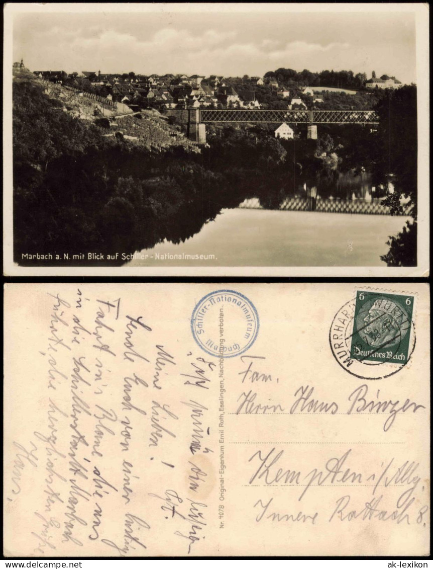 Marbach Am Neckar Panorama-Ansicht Mit Blick Auf Schiller-Nationalmuseum 1938 - Other & Unclassified