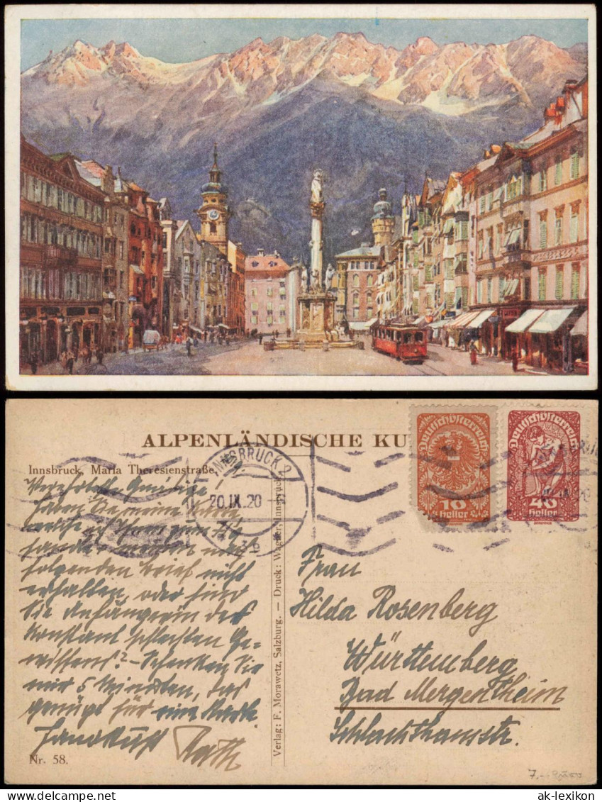Ansichtskarte Innsbruck Maria Theresienstraße (Künstlerkarte) 1920 - Innsbruck