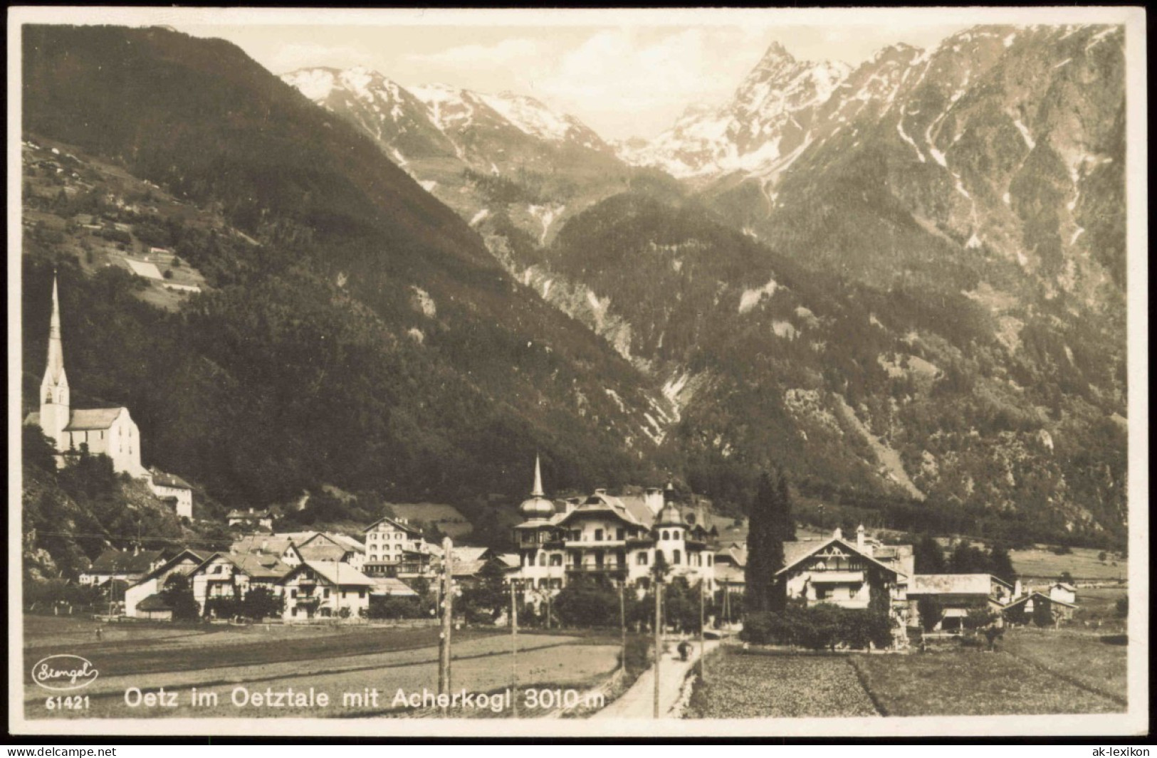 Ansichtskarte Oetz Ötz Tirol Stadtpartie Oetztale Mit Acherkogl 3010 An 1925 - Autres & Non Classés