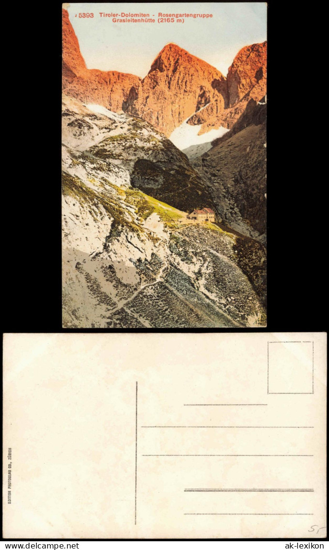 Cartoline Bozen Bolzano Dolomiten Rosengartengruppe Grasleitenhütte 1912 - Otros & Sin Clasificación