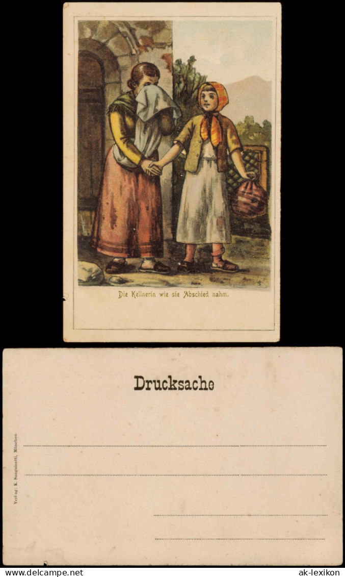 Die Kellnerin Wie Sie Abschied Nahm. Künstlerkarte: Gemälde / Kunstwerke 1908 - Paintings