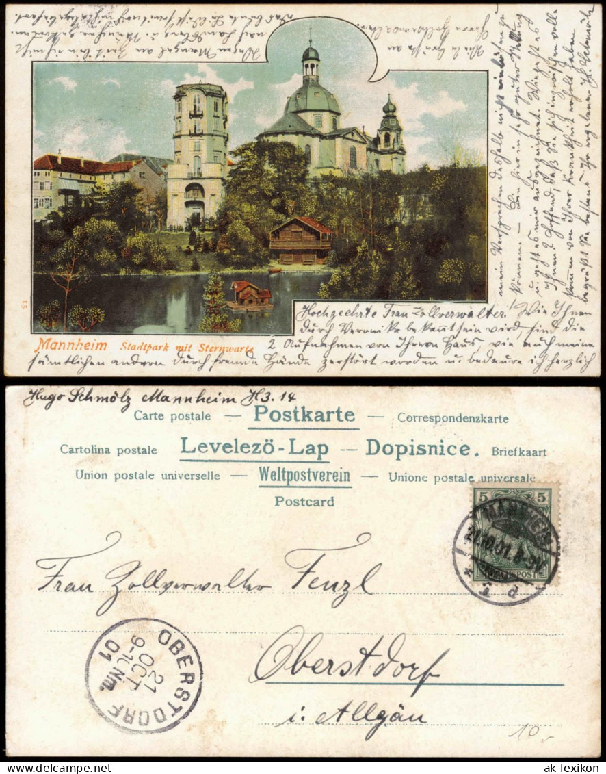 Ansichtskarte Mannheim Stadtpark, Sternwarte - Schwanenhaus 1901 - Mannheim