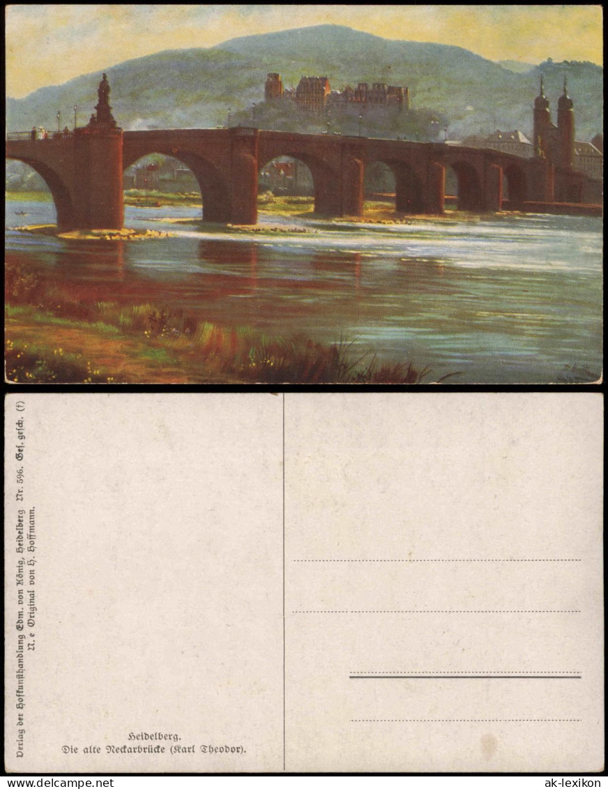 Heidelberg Alte Brücke Am Neckar, Schloss, Künstler Hoffmann Künstlerkarte 1927 - Heidelberg