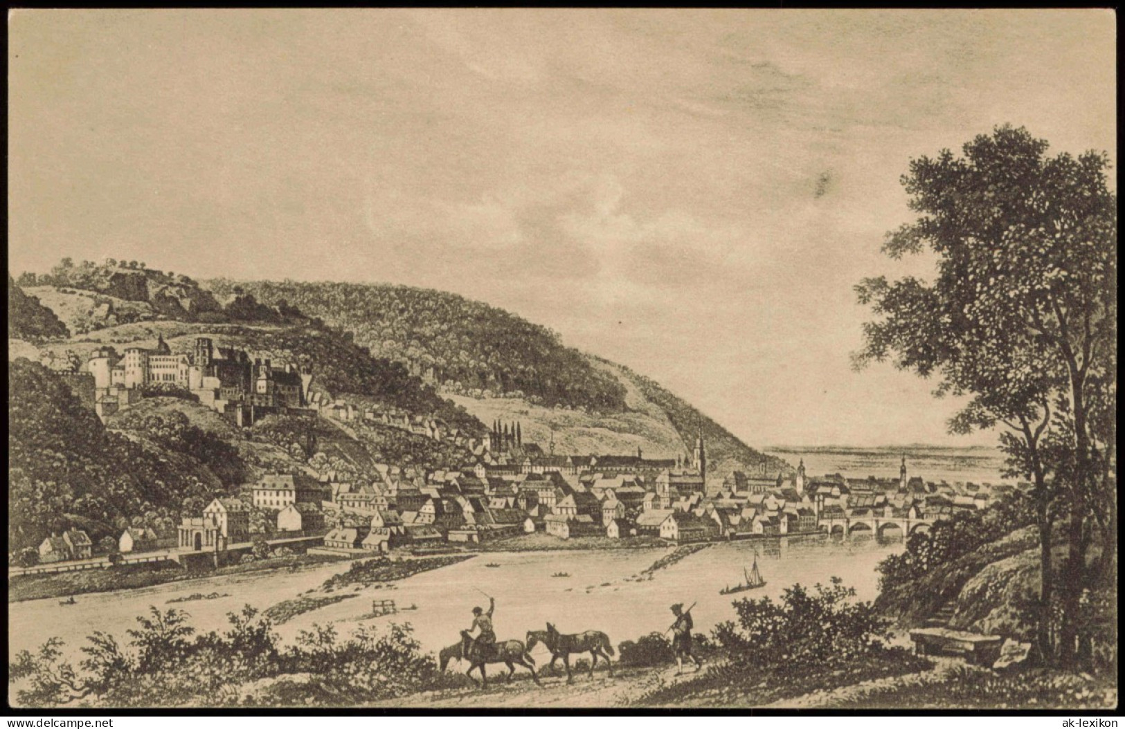 Heidelberg Panorama-Ansicht Künstlerkarte Nach Graf Graimberg 1910 - Heidelberg