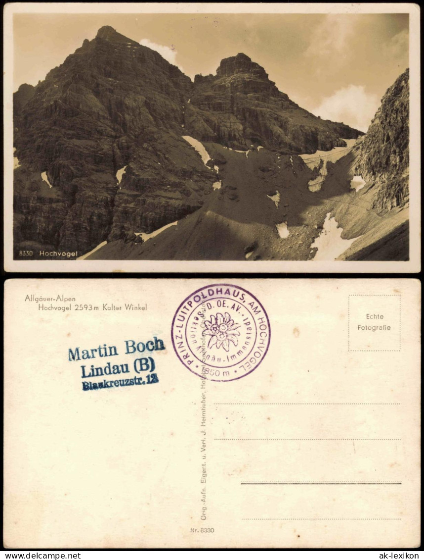 Ansichtskarte Stanzach Hochvogel 2593 M Kalter Winkel 1932 - Autres & Non Classés