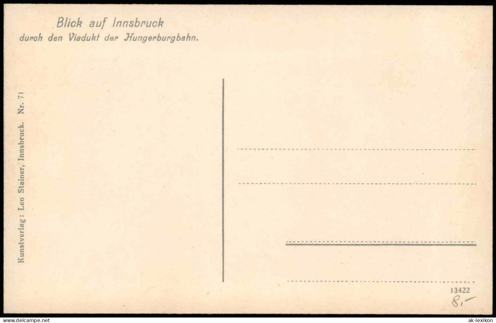 Ansichtskarte Innsbruck Durch Den Viadukt Der Hungerburgbahn. 1912 - Innsbruck