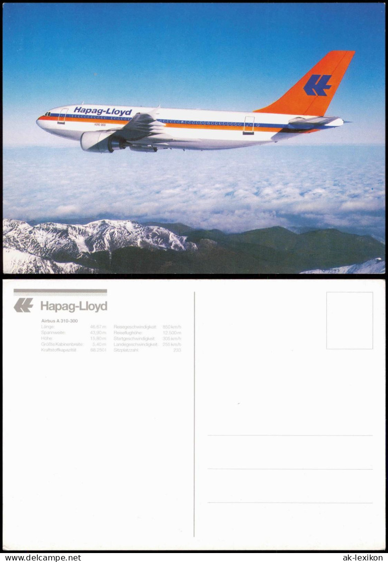 Ansichtskarte  Flugzeug Airplane Avion Hapag-Lloyd Airbus A 310-300 1985 - 1946-....: Era Moderna