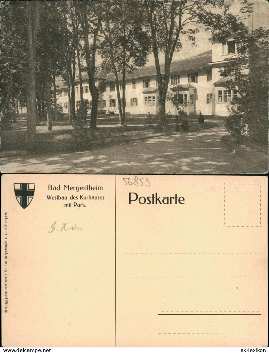 Ansichtskarte Bad Mergentheim Westbau Des Kurhauses Mit Park. 1926 - Bad Mergentheim