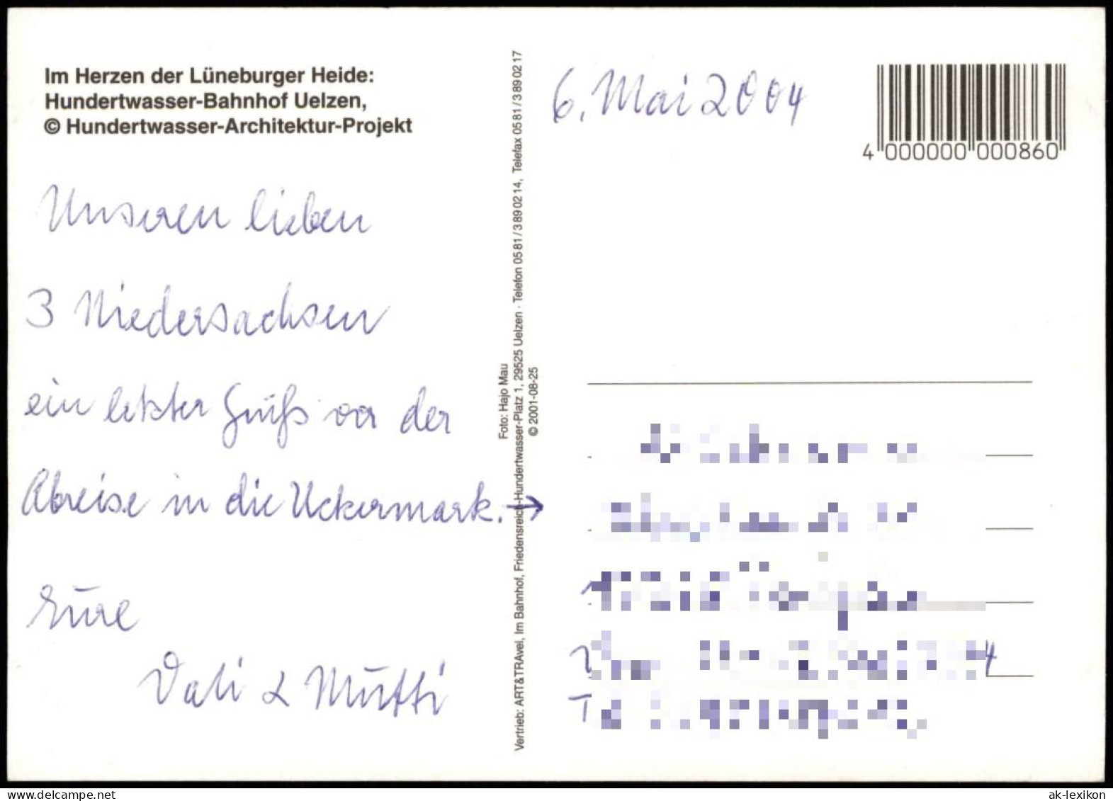 Ansichtskarte Uelzen Hundertwasser-Bahnhof Uelzen 2004 - Uelzen