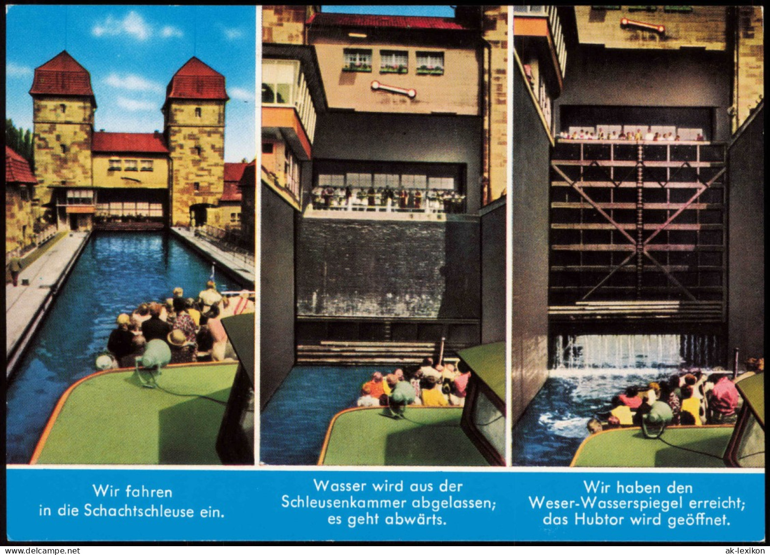 Minden Mindener Fahrgastschiffahrt Schachtschleuse (Mehrbildkarte) 1980 - Minden