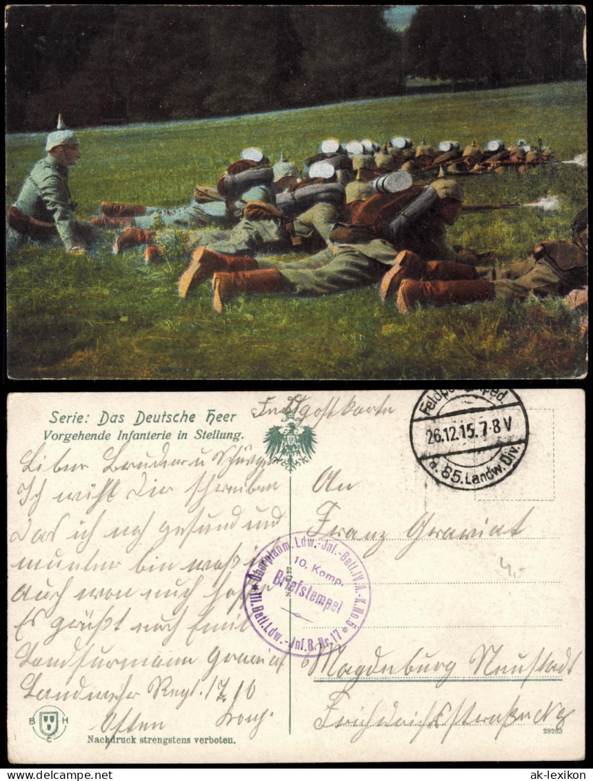 Ansichtskarte   1. WK Vorgehende Infanterie In Stellung 1915   Feldpost - Guerra 1914-18