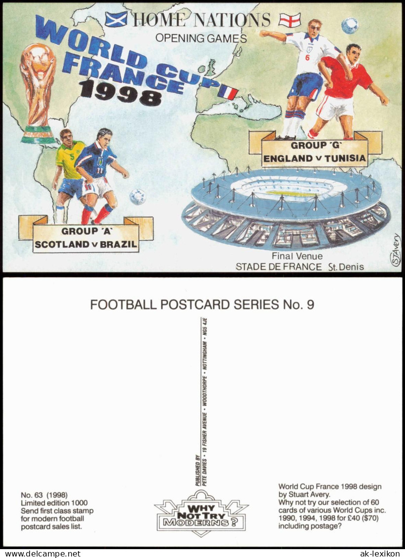 Sport - Fußball WM86 France Frankreich 63/1000 Künstlerkarte 1998 - Football