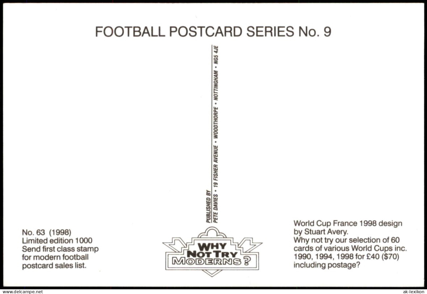 Sport - Fußball WM86 France Frankreich 63/1000 Künstlerkarte 1998 - Calcio