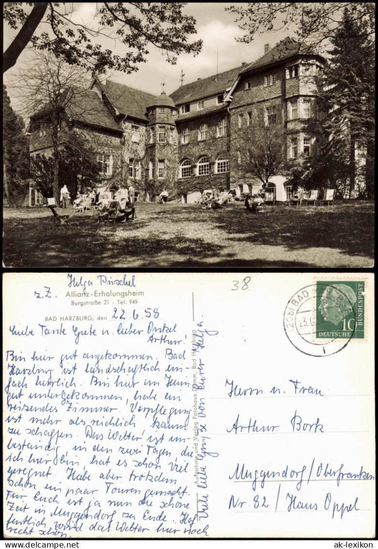 Ansichtskarte Bad Harzburg Allianz-Erholungsheim Burgstraße 1958 - Bad Harzburg