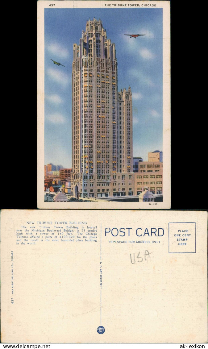 Postcard Chicago NEW TRIBUNE TOWER BUILDING 1930 - Altri & Non Classificati