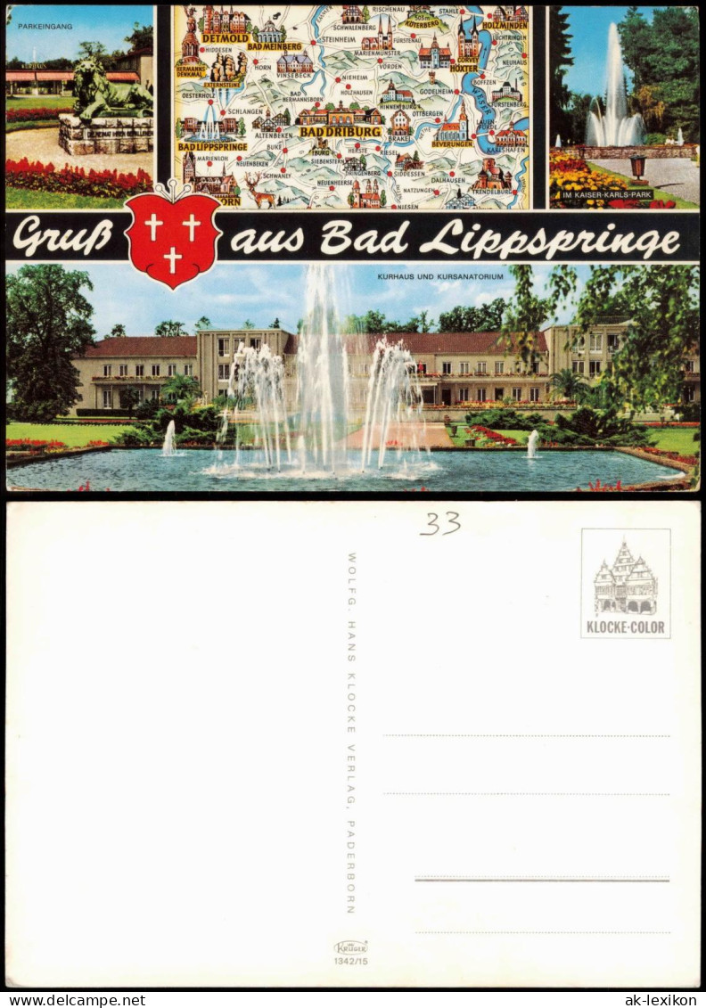 Bad Lippspringe Mehrbildkarte Mit Umgebungskarte Und Umland-Ansichten 1975 - Bad Lippspringe