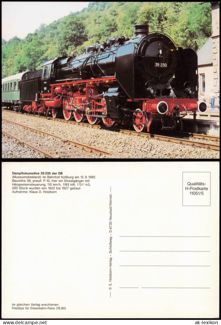 Eisenbahn & Lokomotiven Dampflokomotive 39 230 Der DB  Im Bahnhof Kyllburg 1985 - Treinen