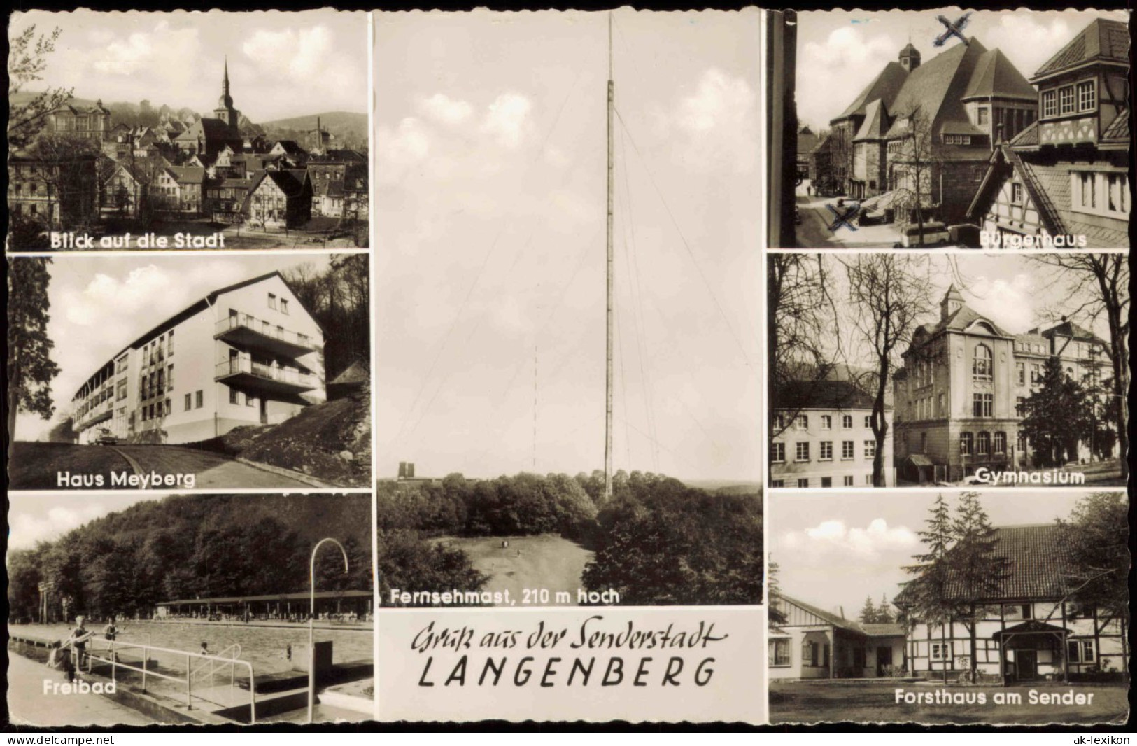 Langenberg (Rheinland)-Velbert Fernsehmast, Stadt, Gymnasium Uvm 1962 - Velbert