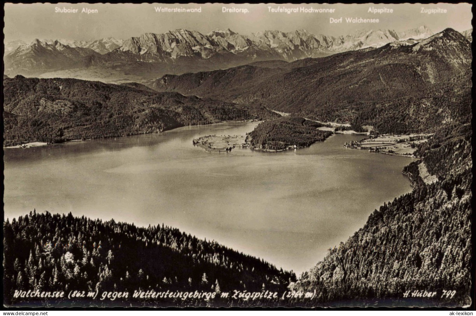 Kochel Am See Walchensee Gegen Wettersteingebirge Mit Zugspitze 1960 - Other & Unclassified