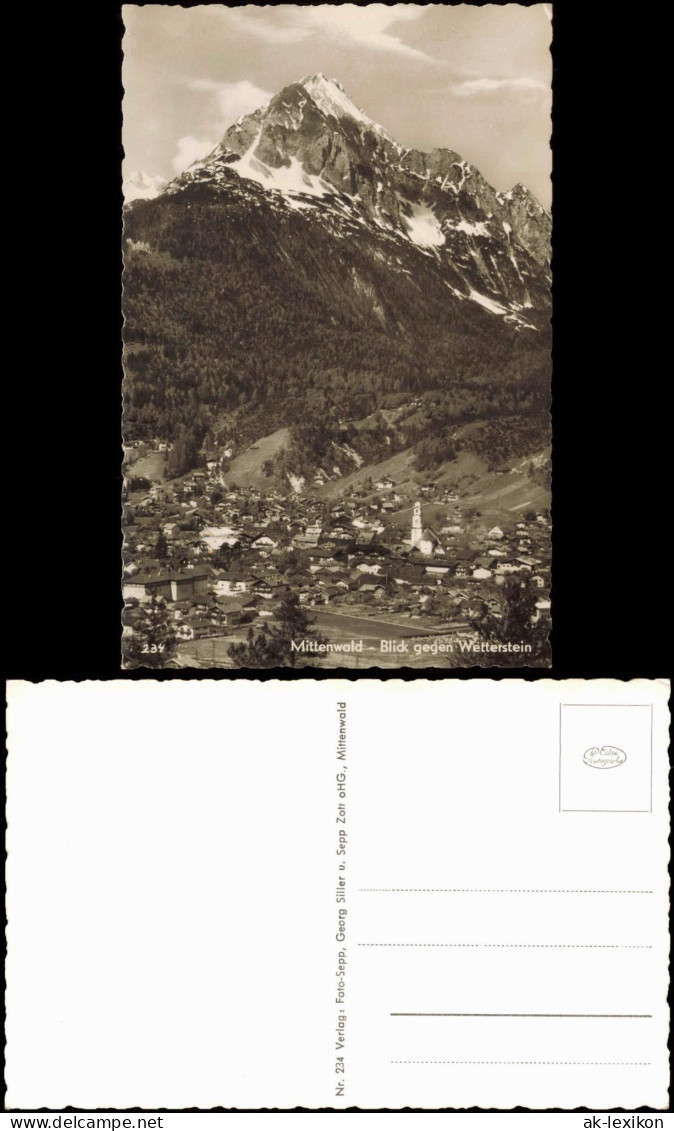 Ansichtskarte Mittenwald Panorama-Ansicht Blick Gegen Wetterstein 1960 - Mittenwald