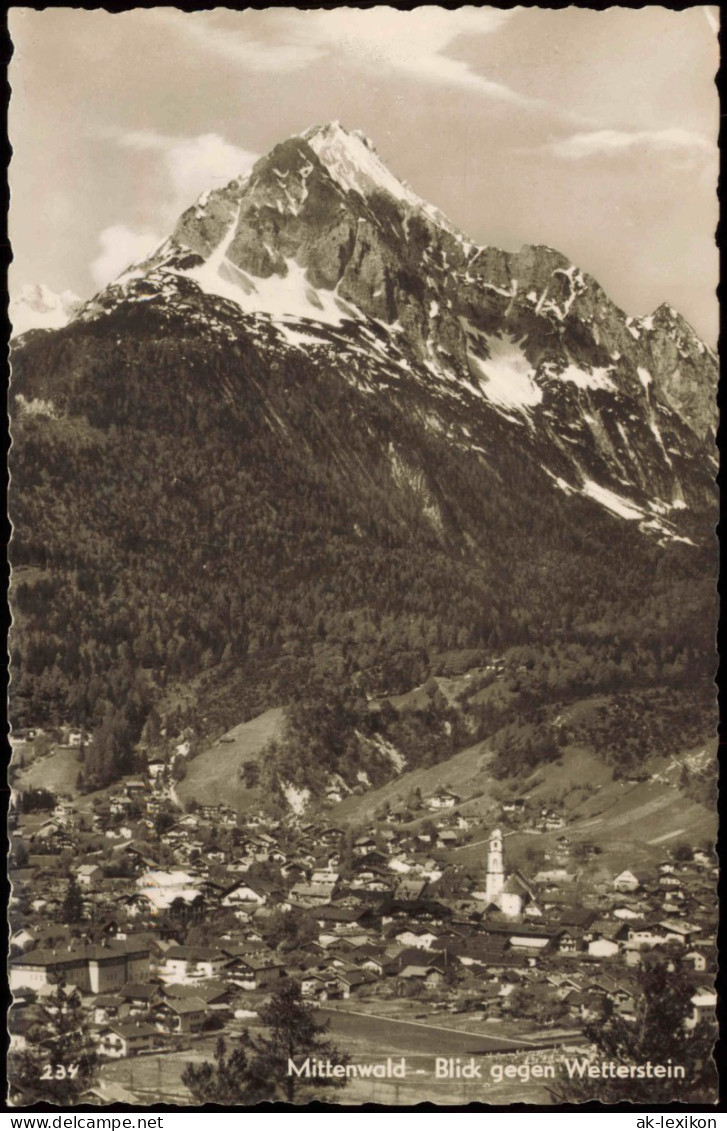 Ansichtskarte Mittenwald Panorama-Ansicht Blick Gegen Wetterstein 1960 - Mittenwald