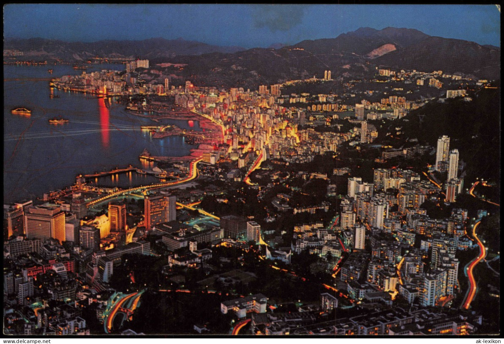 Postcard Hongkong By Night 1976  Gel. Stempel Kowloon - Chine (Hong Kong)