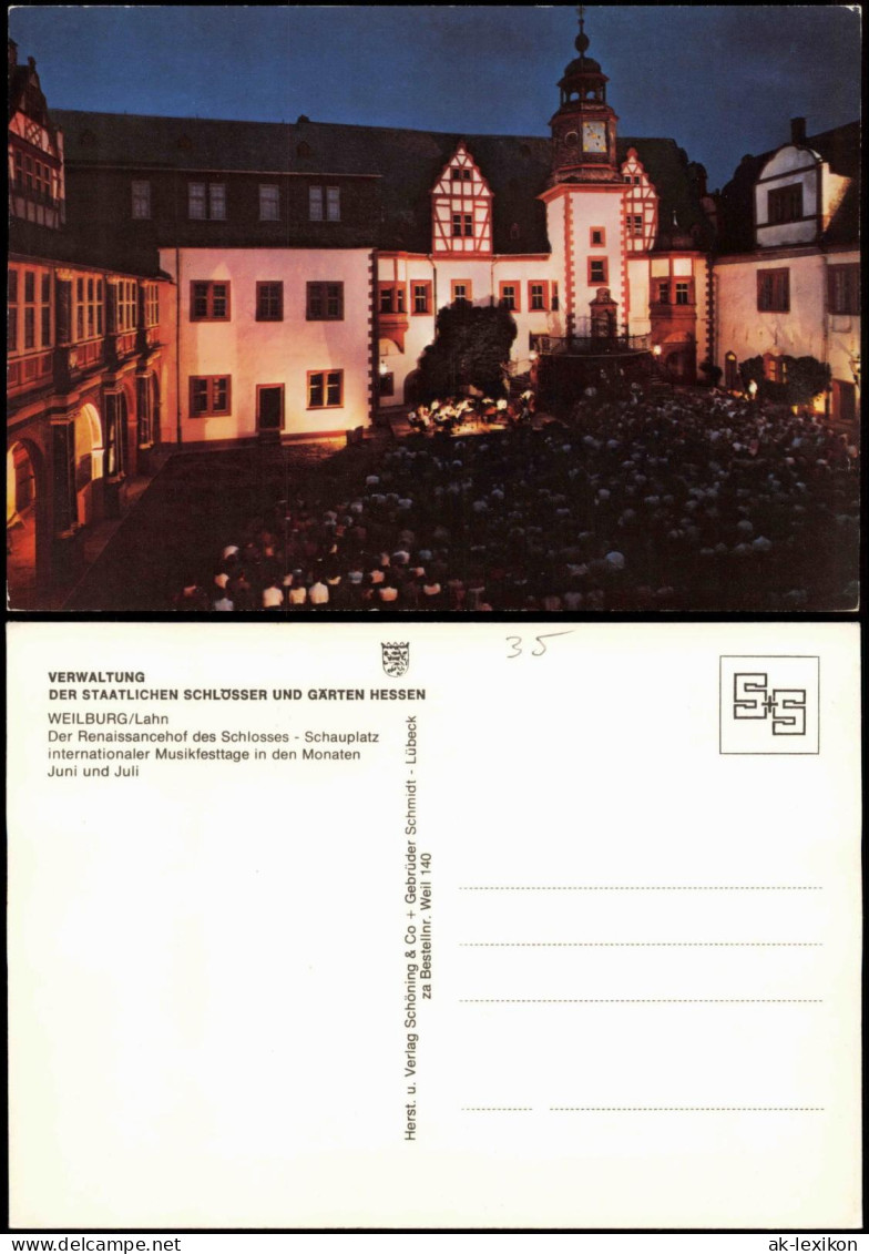 Weilburg (Lahn) Renaissancehof Des Schlosses Schauplatz In Der Dämmerung 1982 - Weilburg