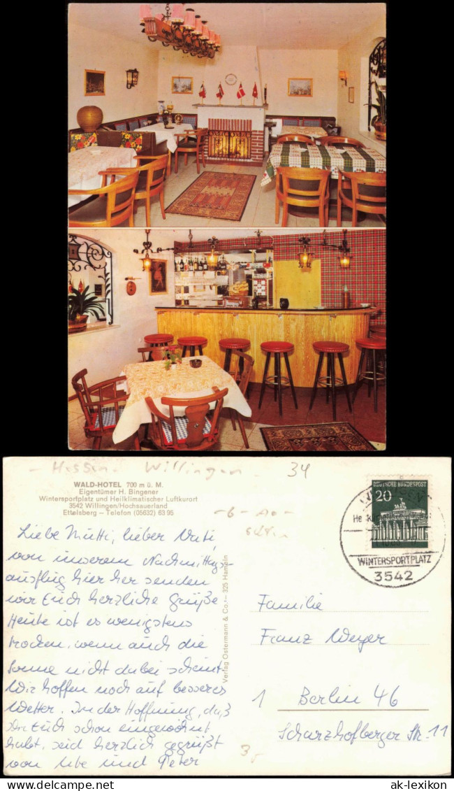 Willingen (Upland) 2-Bild-Karte WALD-HOTEL (Innenansichten) 1965 - Sonstige & Ohne Zuordnung
