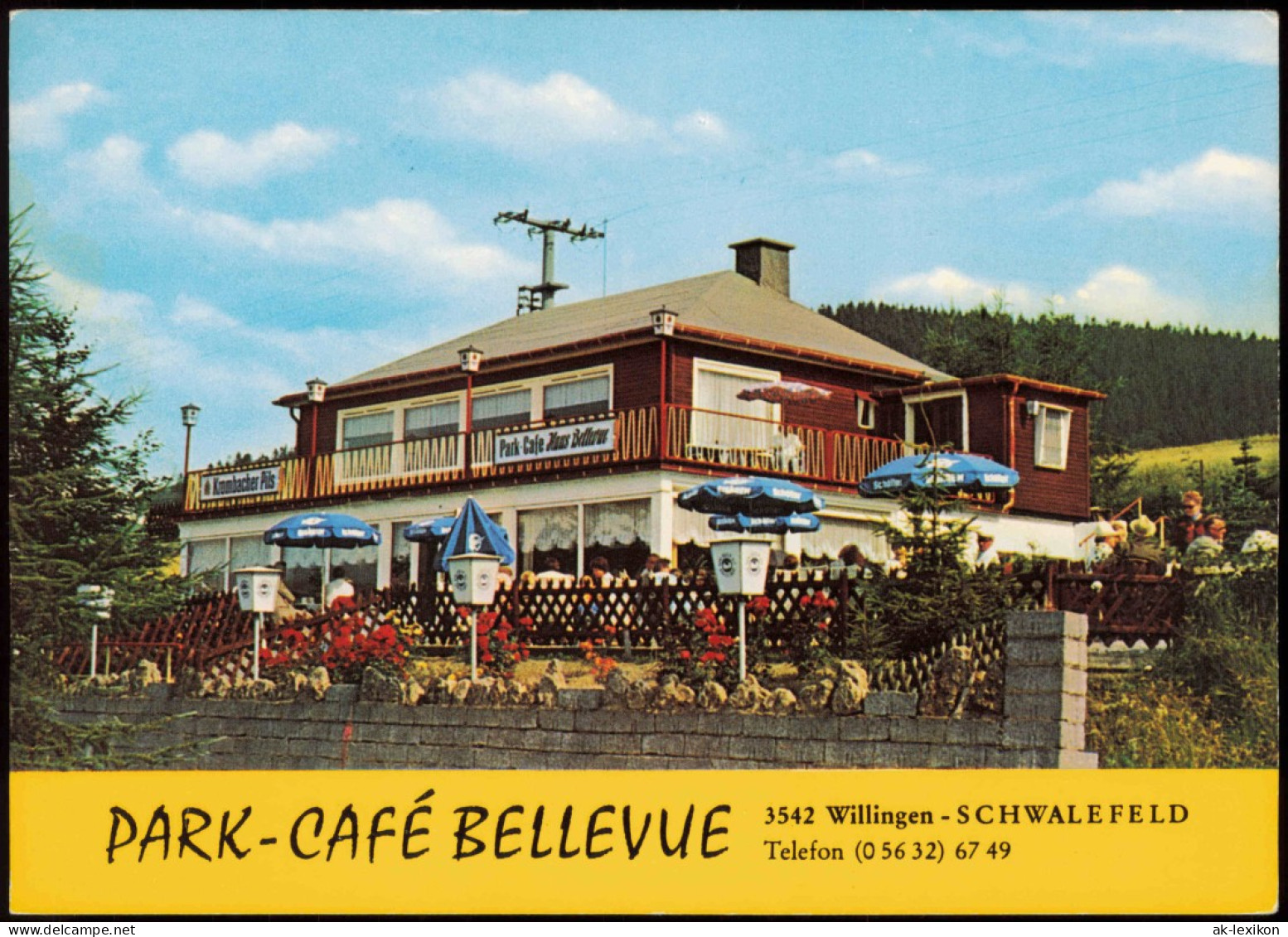 Schwalefeld-Willingen (Upland) Reklame-Karte PARK-CAFÉ BELLEVUE 1970 - Other & Unclassified