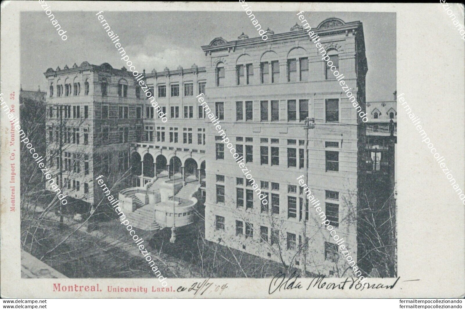 Cf8 Cartolina Montreal Unicersity Larcal Canada 1904 - Andere & Zonder Classificatie