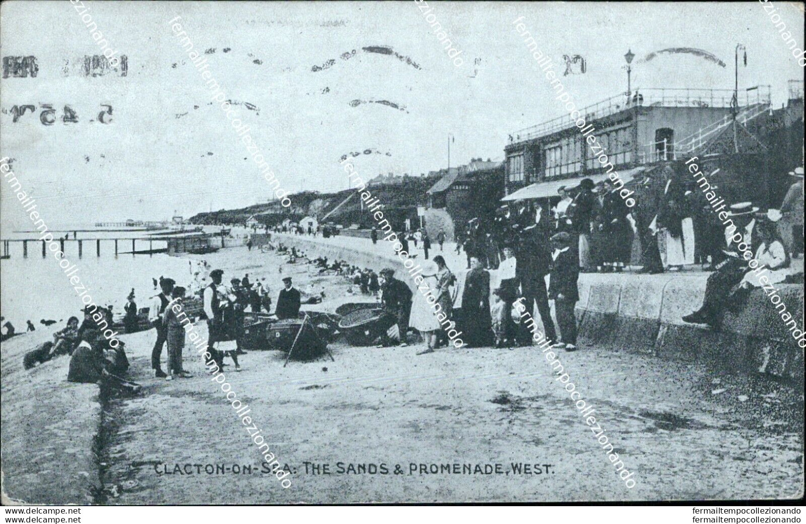 Cf10 Cartolina Clacton On Sea The Sands Promnade West Regno Unito - Autres & Non Classés