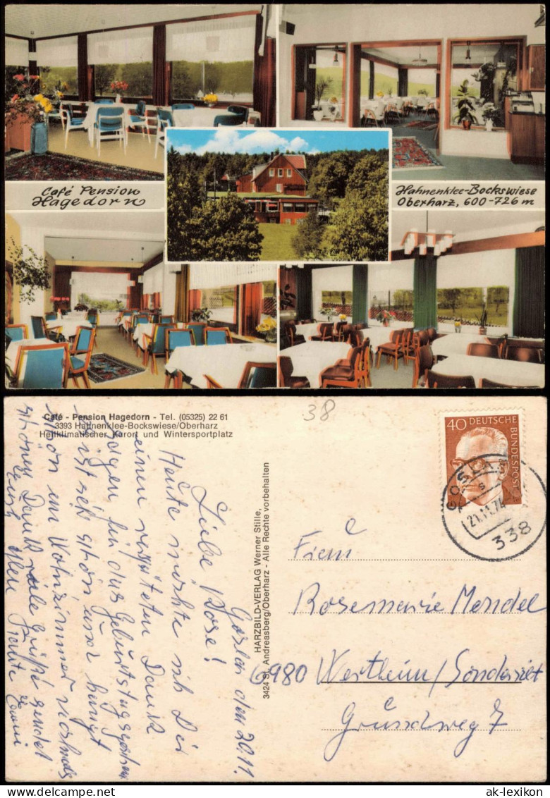 Ansichtskarte Hahnenklee-Goslar Cafe Pension Hagedorn (Mehrbildkarte) 1974 - Goslar