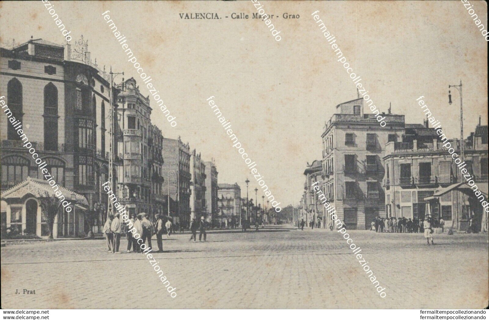 Cf19 Cartolina Valencia Calle Mayor Grao Spain Spagna Espana - Other & Unclassified